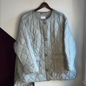 Avec Les Filles Women's Quilted Taupe Gray Jacket 3X